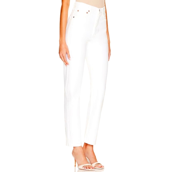 Aritzia Agolde White Jeans 90s Pinch Waist in 'Marshmallow' Size 23 - Picture 2 of 8